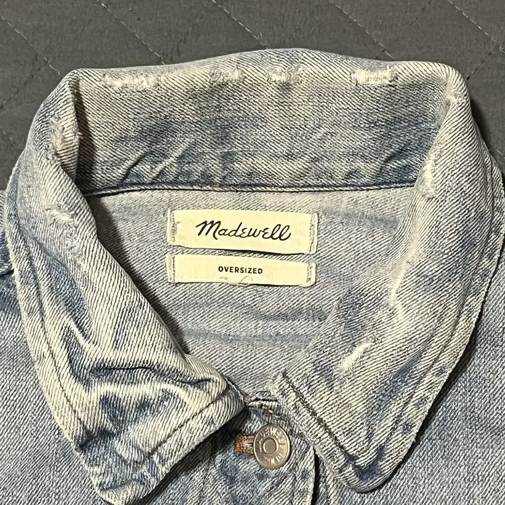 Madewell Oversized Denim Jean Jacket Medium Light Wash Minimalist Streetwear - Picture 3 of 13